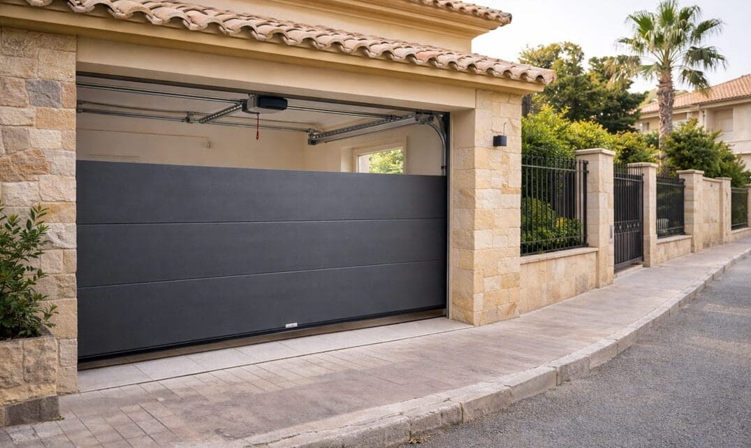puerta automática de garaje instalada en vivienda en Sagunto