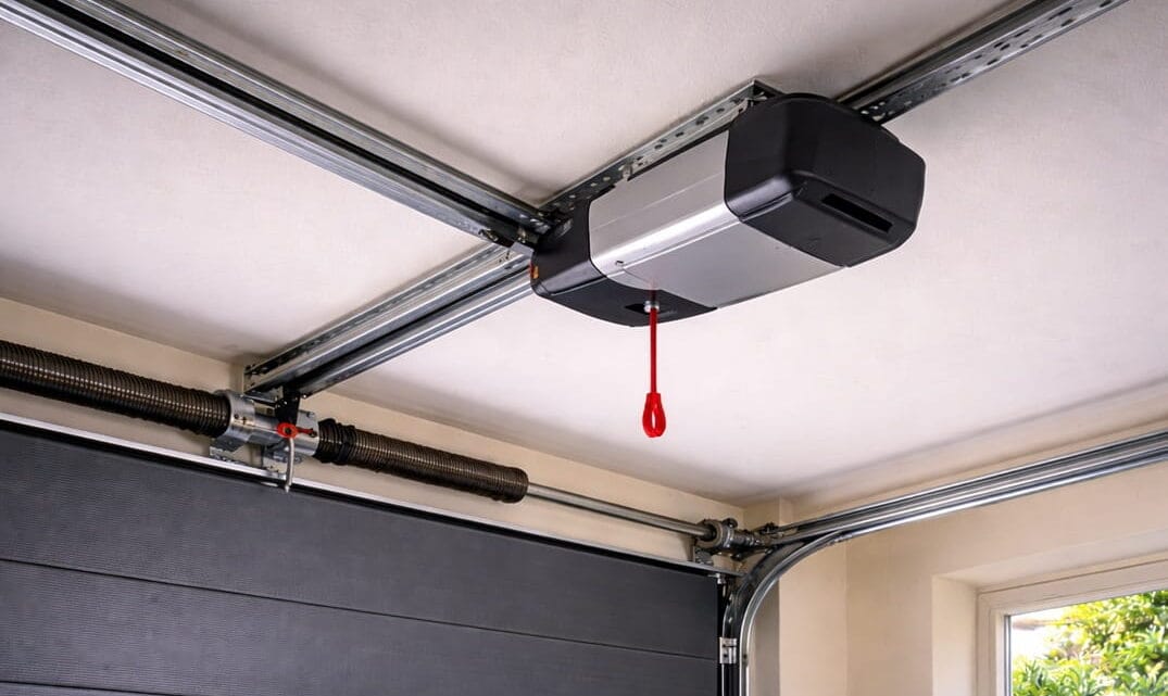 motor automático de puerta de garaje instalado en techo de garaje en Sagunto