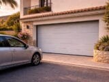 puerta automática de garaje cerrada con coche esperando en vivienda en Sagunto