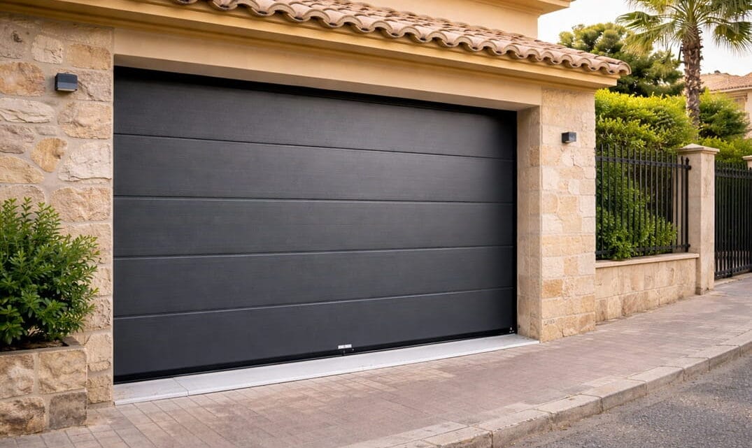 puerta seccional de garaje instalada en vivienda en Sagunto